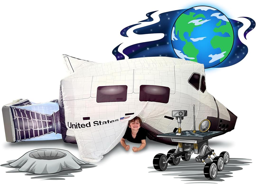 The Original Patented AirFort - Build A Fort in 30 Seconds, Inflatable Fort for Kids, Play Tent for 3-14 Years, A Playhouse Where Imagination Runs Wild, Fan not Included (Space Shuttle)