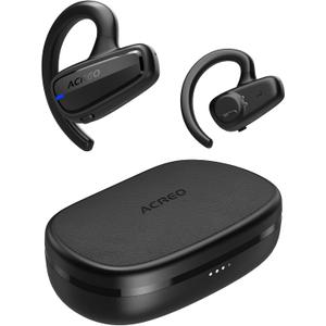 The Next Generation Open Ear Headphones, OpenBuds2022 Launched, True Wireless Earbuds with Earhooks, Bluetooth Workout Headphones, 18 Hours Playtime with Case, IPX7 Waterproof, Black