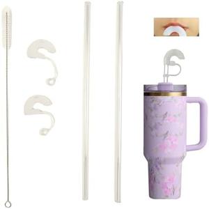 Pack of 3, MT Extreme Anti-Wrinkle Silicone Tipped Glass Straw Set (Glass), 12 Inches, White