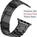 Compatible with Apple Watch Band and Case, Stainless Steel Metal Chain with TPU Cover, Smart-Watch Link Bracelet Strap, Wrist-Band for i-Watch Series 9 8 7 6 5 4 3 2 1 SE, 45mm 44mm 42mm, Black