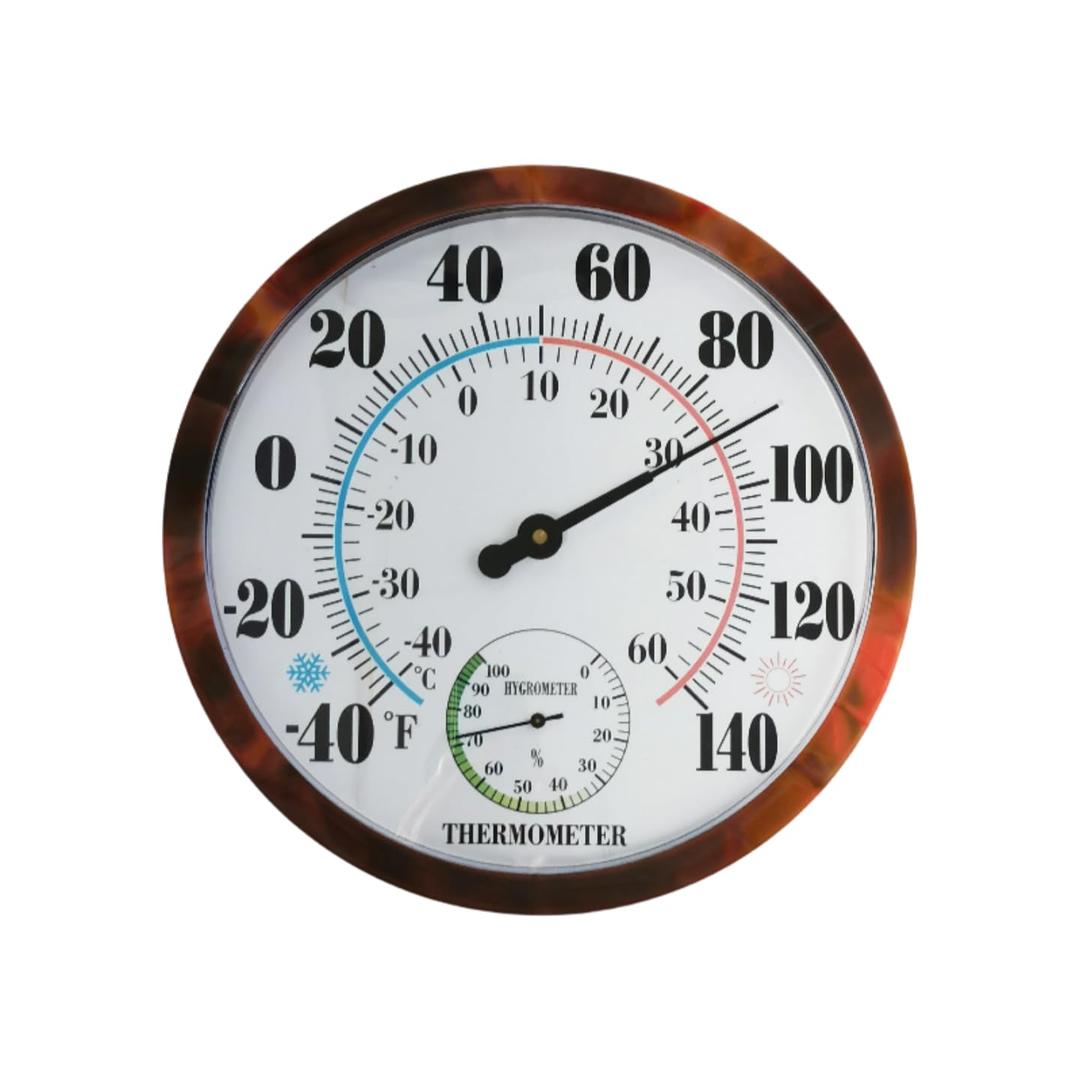 QTengCX 10 Inch Decorative Outdoor Thermometer - Vintage Wall Mounted Weather Gauge with Large Analog Dial, Waterproof Temperature Monitor for Patio, Garden, Fence & Garage (No Battery Required)