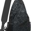 MEDTOGS Skull Sling Bag,Victorian Gothic Sling Backpack Black Crossbody Bag Men Casual Shoulder Daypack for Women Men Lightweight Travel Hiking Gym