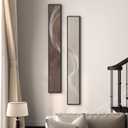 Large Framed Long Narrow Vertical Neutral Abstract Wall Art Set of 2, Beige Brown Modern Canvas Prints Paintings Artwork for Walls, Minimalist Pictures for Entryway Hallway Living Bedroom Wall Decor, 8" W X 56" H