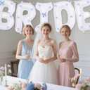 White Bride Balloons 40 inch with Ribbon Bows for Bridal Shower Bride to Be Bachelorette Party Decorations Wedding Engagement Party Dcor (Blue)