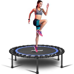 Newan 40'' Silent Fitness Mini Trampoline - Indoor Rebounder for Adults - Best Urban Cardio Jump Fitness Workout Trainer, Covered Bungee Rope System - Max Limit 330 lbs