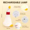 Duck Night Light Silicone Cute Dorm Bedroom Home Decor Night Light for Breastfeeding Squishy Duck Nightlight Cordless Rechargeable Dimmable Touch Fun Bedside Desk Lamp for Christmas Gifts (Twin Ducks)