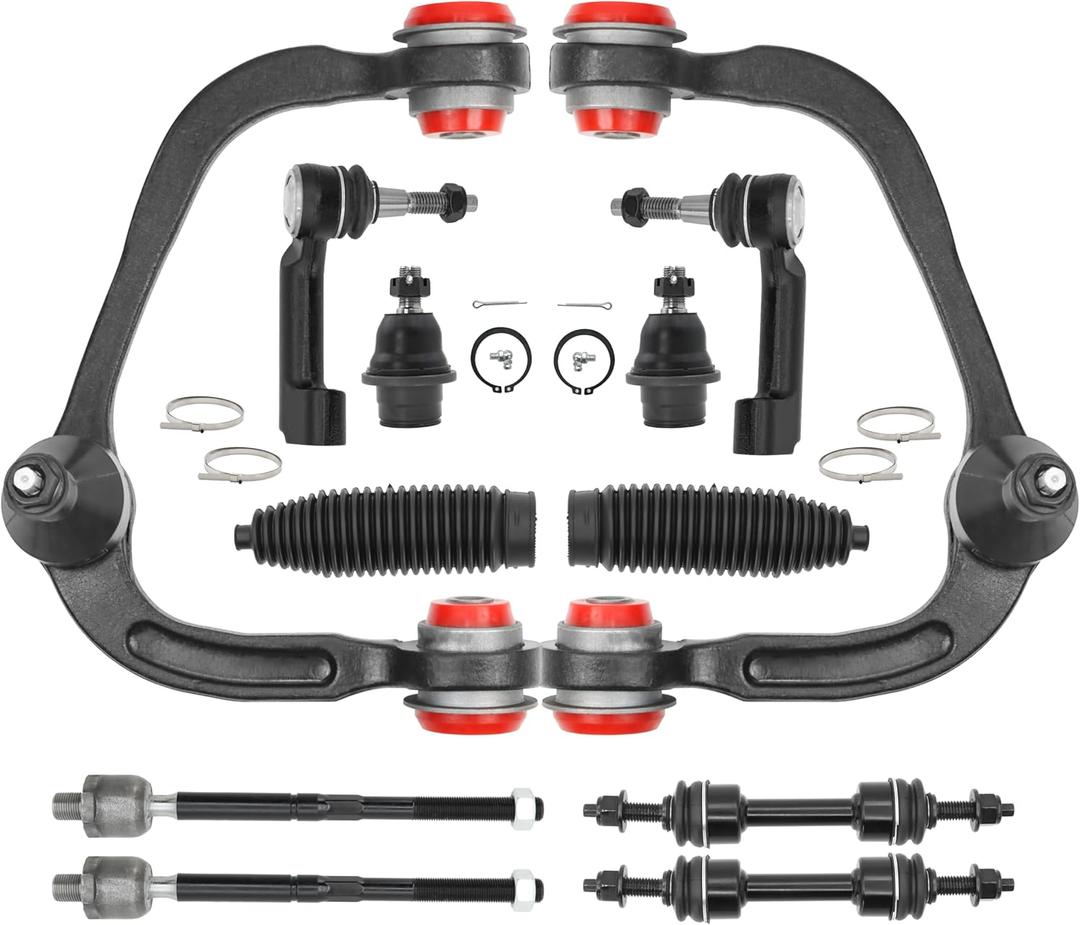 Front End 12pc Suspension Kit for 4WD 2009-2014 Ford F-150 [Exc. Raptor] 2 Upper Control Arms Ball Joints K80306/K80308, 2 Lower Ball Joints 2 Sway Bar Links 4 Inner Outer Tie Rods 2 Boots Replacement