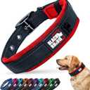 Black Rhino Large Dog Collar - Heavy Duty Adjustable Tactical Dog Collar with Reflective Stitching - 19"-23" Ultra-Soft Neoprene Padded and Weatherproof - Comfortable for Active Dogs - Red and Black