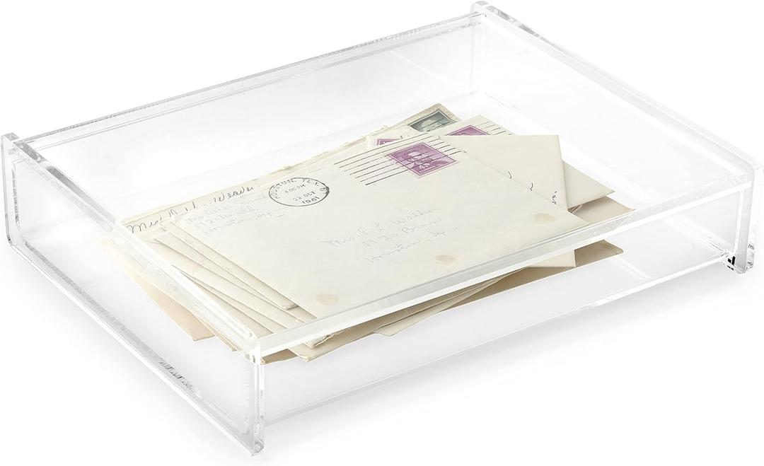 Huang Acrylic Clear Acrylic Catch All Box with Hinge Lid | 7.25"x9" Large Multipurpose Storage Box for Keepsakes, Jewelry, Trinkets