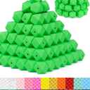 90PCS FIVEIZERO Hexagon Silicone Beads,30 Colors 14mm Silicone Beads for Keychain Making Kit,Lanyard Making,Keychains,Valentine's Day Bracelet,Craft Projects and DIY for Adult