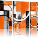 AUUAUU Orange Abstract Geometric Wall Art Set of 3, Modern Minimalist Canvas Prints Wall Decor 16x24 Inch Orange Black and White Pictures Framed Posters for Living Room Bedroom Office