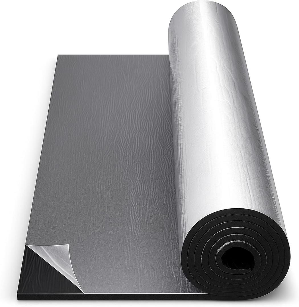 394mil 47 x 96 Inch Car Heat Sound Deadening Mat - 10mm 31.36sqft Automobile Noise & Heat Insulation Roll, Self-Adhesive Barrier for Auto Hood Engine Roof Door and Trunk, Aluminum Foil Finish