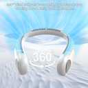 Portable Neck Fan, Personal Wearable Bladeless Fan for Outdoor Indoor, LED Display, 360 Cooling, 4-Speeds, 6000mAh USB Rechargeable, Birthday Gifts for Men Women Dad Mom (White)