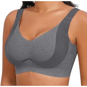 Xcutting Womens Seamless Wireless Supportive Bras Push Up Comfort Soft No Underwire Full Coverage T-Shirt Bra Plus Size, 2XL