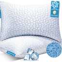 QUTOOL Cooling Pillow for Sleeping 2 Pack,Luxury Shredded Memory Foam Bed Standard Pillows Set of 2,Cool Pillow for Hot Sleepers Adjustable Firm Pillow for Side,Back,Stomach Sleepers Soft Yet Support (White-cooling Basic)