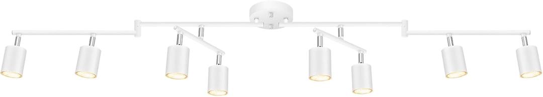 White Track Lighting Fixture Ceiling, Modern Track Light Fixtures Kitchen, 8-Light Rotatable LED Track Lights, Semi Flush Wall Sconces Lighting for Dining Room/Hallway(GU10 Socket, Bulb Not Included)