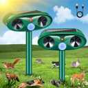 2 Pack Solar Ultrasonic Animal Repellent Outdoor,Deer Repellent Motion Detection,Waterproof Deterrent for Cat Squirrel Mouse Raccoon Dog Rabbit