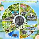 Solar Fountain, 2026 Upgrade 3.5W Solar Bird Bath Fountains with Colorful Ring LED Lights, 2000mAh Battery, 7 Nozzles and 4 Fixers, Solar Water Fountain Pump for Pond, Pool, Patio and Garden