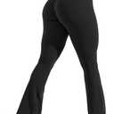 Unthewe High Waisted Flare Leggings for Women Tummy Control Butt Lifting Workout Yoga Wide Leg Pants (XS, Black)