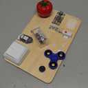Fidget Spinner Pad Busy Board Toys Robot Fidget Spinner Music Box Switch Latches Keyboard Sensory 11 in 1 Wooden Montessori Travel Activity Board Focus Toy Motor Skills Gift for Girls Boys