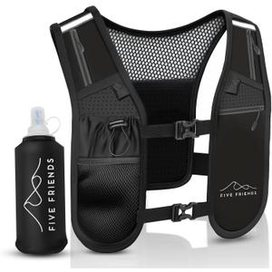 Running Vest with Water Bottle  Lightweight, Breathable Designed Reflective Hydration Vest with 6 Pockets  Adjustable Running Backpack for Men & Women, Ideal for Marathon (Medium-Large)