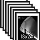 Picrit 18x24 Black Poster Frame 7 Pack, Display Pictures 16 x 20 Picture with Mat or 18 x 24 without Mat for Horizontal or Vertical Wall Mounting, Wall Gallery Photo Frames