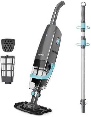 PoolMr Cordless Handheld Pool Vacuum For Above & Inground Pools, with 18.5 Gal/Min Suction, 60 Min Runtime, Dual-Phase Cleaning System,65in Telescopic Pole, for Spas & Hot Tubs, Charcoal (New Version)