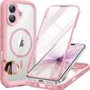 Miracase for iPhone 17 Case 6.3'', Full-Body Military Grade Drop Protection Outdoor Phone case with Built-in Glass Screen &Camera Control,Easy Installation,No Gap,Compatible with MagSafe, Pink