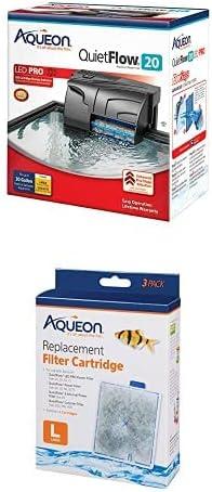 Aqueon QuietFlow LED PRO Aquarium Power Filter, Size 20 Bundle