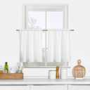 ZJDECOR Buffalo Plaid Kitchen Curtains 24 Inches Length,White Crinkled Not-See-Through Sheer Tier Cafe Curtains,Farmhouse Window Treatment for Living Room Kitchen,Rod Pocket,26" Wx24 L(Pack of 2)