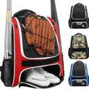 Baseball Bag-Baseball Backpack Holder for Baseball, Large Main Compartment,Softball Tball& Gear for Youth and Adults (Red)