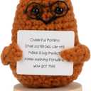 3 x Emotional Support-Nuggets-Positive-Potato, Funny Encouraging Pickle with Base, Mini Cute Knitted Crochet Plush Dolls, Handmade Birthday Gifts from Friend/Family - Orange