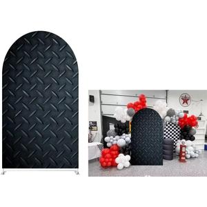 Arch Backdrop Covers,Racing Track Black Iron Plate 2.5X6ft Arched Stretchy Photography Wall Background for Parties Baby Shower,Birthday Party Supplies Photo Props Decor Banner (2.5ftX6ft (75cmX180cm))