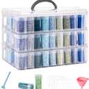 Diamond Painting Storage Container, 3-Tier Bead Organizer Box with 150 Slots, Stackable Crafts Organizers for DIY Diamond Art Craft Jewelry Bead Storage