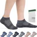 Bulinlulu Diabetic Socks for Men Women,6 Pairs Low Cut Non Binding Diabetic Socks,Ankle Seamless Socks for Men 6-9 9-12(Dark-Medium) (Navy/Pale Blue/Navy Blue/Offwhite/Tan/Khaki)