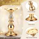 3 Sets Gold Pillar Candle Holders Metal Candle Holders for Pillar Candles, LED Flameless Candles 5.31, 6.50, 8.46 Inch Tall for Table Centerpiece, Fireplace Decor