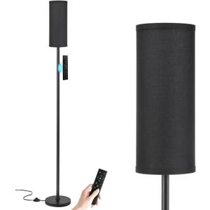 Ambimall 64'' Floor Lamps for Living Room with Remote Control and Stepless Dimmable Colors Temperature & Brightness, 9W Bulb Included(Black Lampshade & Black Pole) (64.57 inches, black & black)