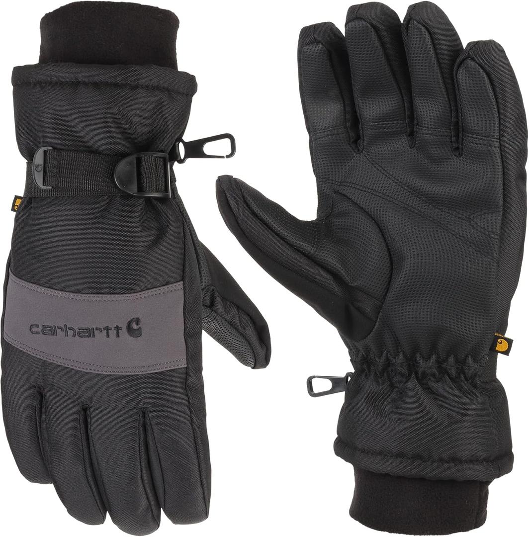 Carhartt Men's Waterproof Insulated Knit Cuff Glove (Medium, Black/Grey)