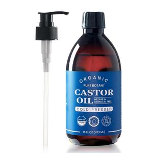 Castor Oil Organic Cold Pressed,100% Pure Hexane Free, Unrefined Natural Oil for Hair Growth, Eyelashes, Eyebrows, Skin & Body Moisturizing,16Oz