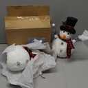 Lulu Home 2 Packs Christmas Snowman Decorations, 15.4" H Snowmen Wearing Buffalo Check Scarfs & Hats, Xmas Plush & Foam Tabletop Ornaments for Mantel Fireplace Window Sill Holiday Decor