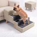 16.5" H Leather Dog Stairs for Small Dogs 2-in-1 Dog Stairs&Ottoman