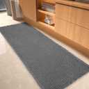 Waffle Bath Mat-Runner Rug, Super Absorbent Non Slip Bath Mats for Bathroom Machine Washable Long Rugs with Tassels, Bath Rugs for Bathroom Floor Beside Tub, 2' x 6' (Dark Grey)