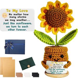 OiwMuOck to My Love Handmade Positive Energy 3rd Gen Upgraded Crochet Sunflower Luxury Romantic Gift Set Perfect for Girlfriend Wife Husband Boyfriend Birthday Valentines Anniversary