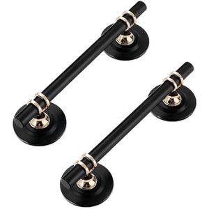 2 Pack Metal Drawer Pull Helper with Adhesive Sliding Door Handle Stick On Handle for Refrigerators Wardrobes Windows Peel and Stick Knob (5" Hole Center, Black)