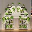 2 Pack Plant Stand Indoor with Grow Lights, 9 Tier Large Tall Plant Shelf | 64" Metal Lighted Plant Stands for Indoor Plants Multiple, Half-Moon Growing Rack Flower Display Holder for Living Room
