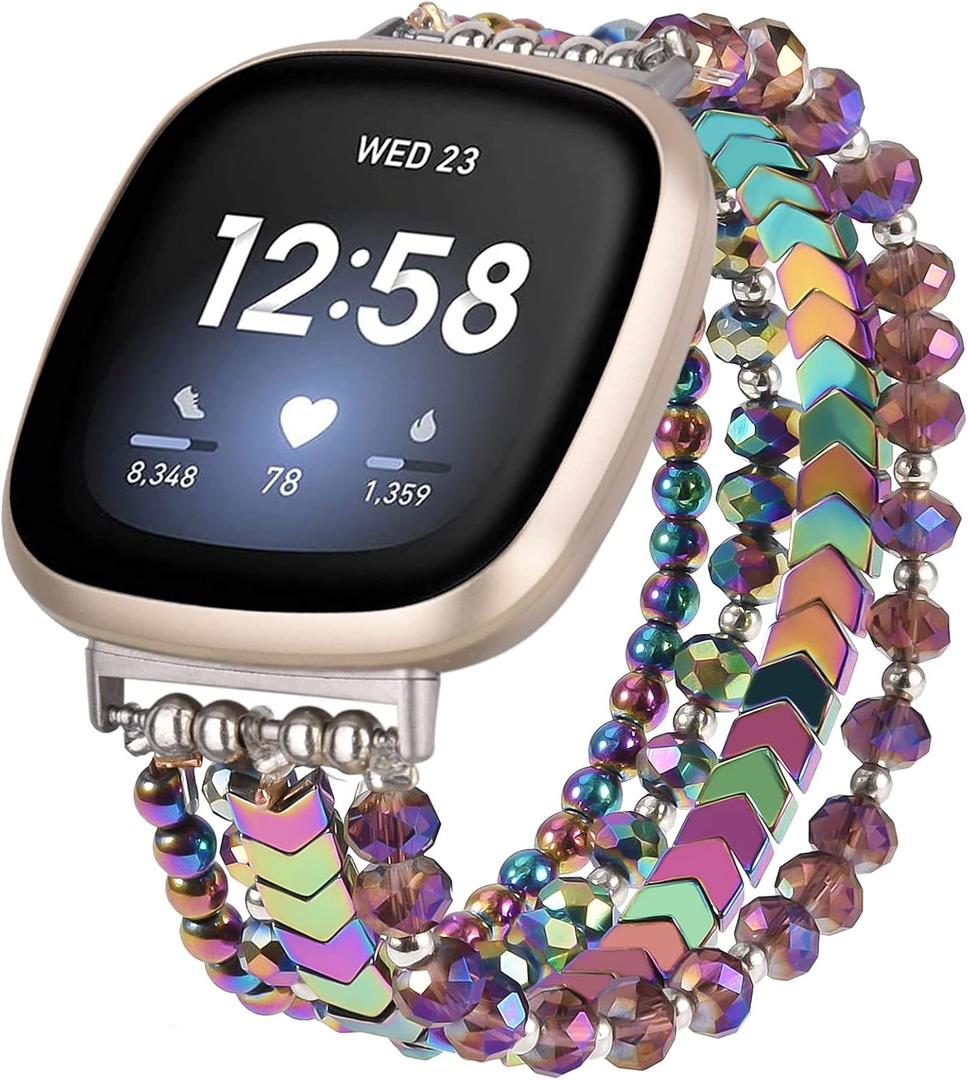 MOFREE Bracelet Compatible with Fitbit Versa 3/Versa 4 Bands/Fitbit Sense/Sense 2 Bands for Women (Colorful)