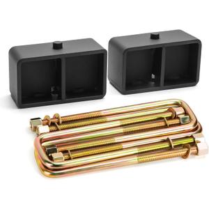 dynofit 3 Inch Rear Lift Blocks for Silverado 1500 Sierra 1500 2WD 4WD(2007-2024), Leveling Block Kit Compatible with Chevy GMC Pickup, Square Leaf Spring Axle Ubolt Kit