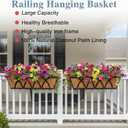 Window Deck Railing Planters Boxes with Coconut Liner, The Bottom Flat Window Boxes Planter Flower Boxes Metal Black Balcony Planters Railing Hanging for Outdoor Fence Porch Patio Lawn(2Pcs 30 Inch)