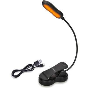 Amber Book Light, Rechargeable Blue Light Blocking Reading Light, Clip on Book Lamp, 3 Brightness Eye Care Sleep Aid Reading Lights for Study Bookworms Travel