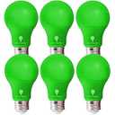 BlueX 6 Pack LED A19 Green Light Bulbs - 9W (60Watt Equivalent) - E26 Base, Party Decoration, Porch, Home Lighting, Holiday Lighting